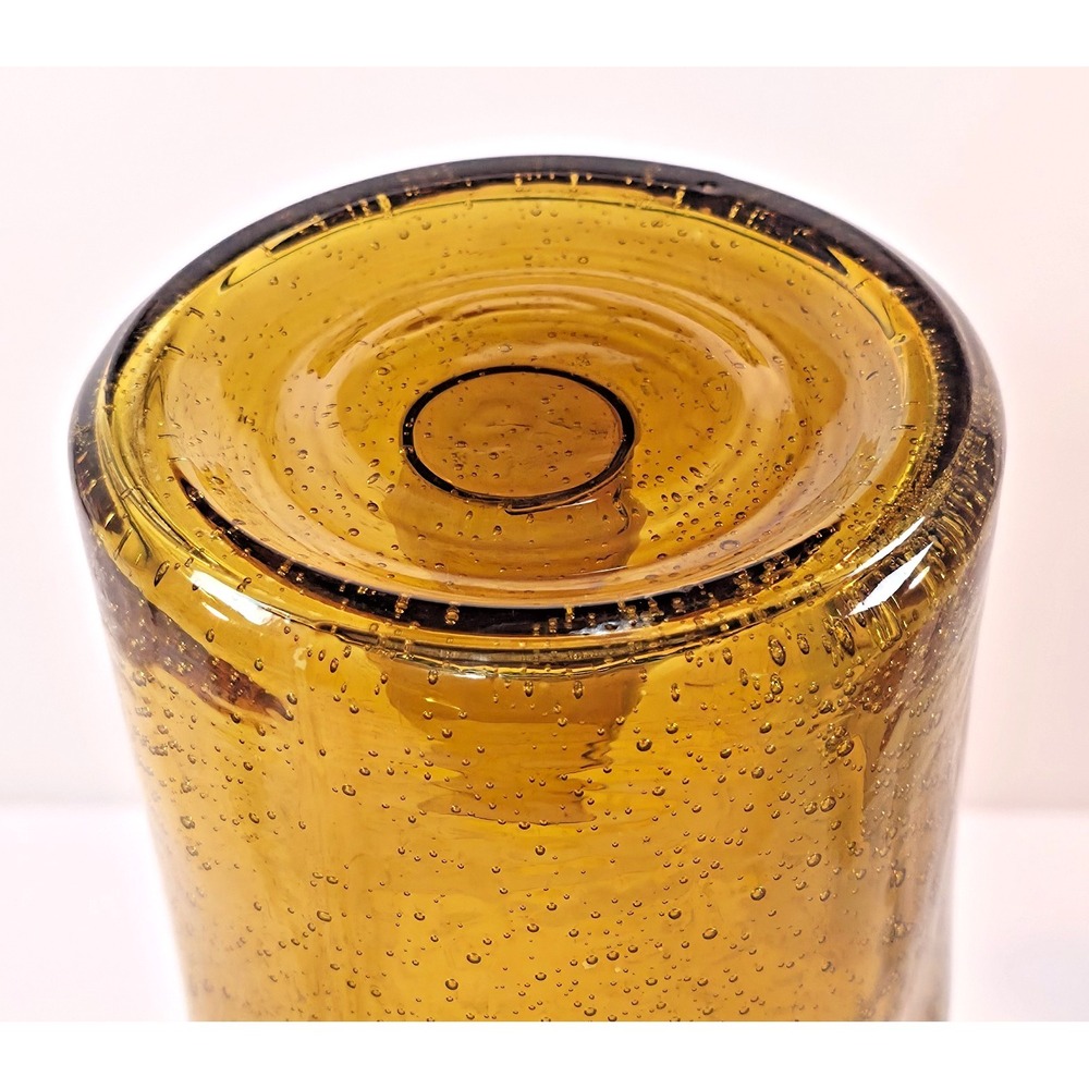 Vintage Amber Bubble Glass Candle Hurricane Taper Holder Tall Mid Century Decor - Picture 9 of 9